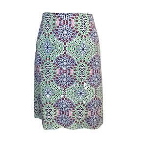 Talbots Skirt Plus size 14W Pink Blue Green Floral Stretch Stretch Knee Summer